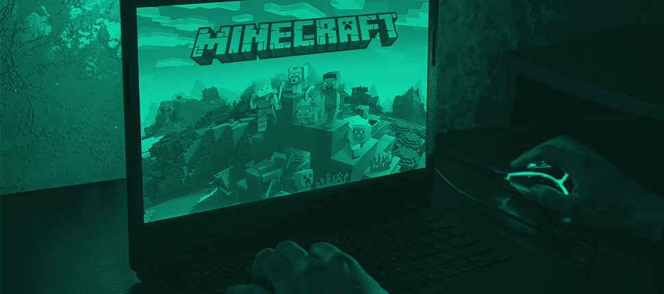 laptop with minecraft game open