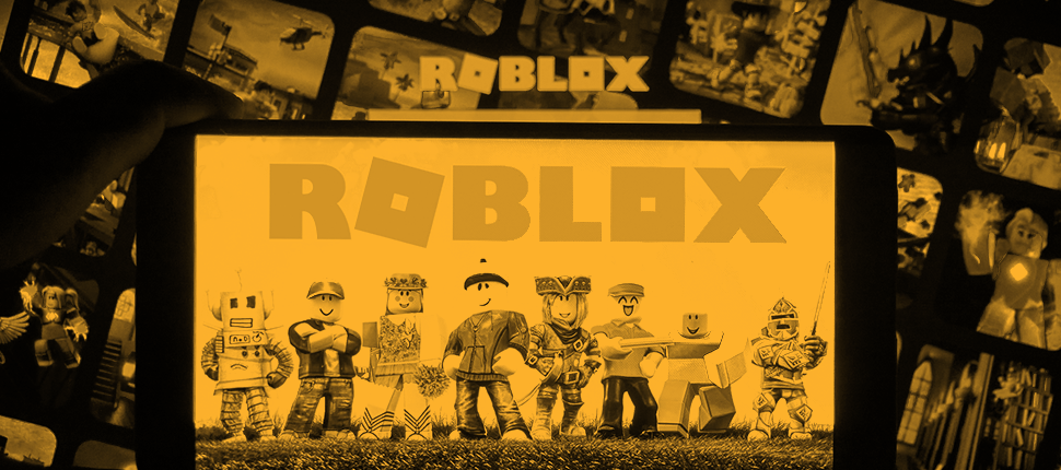Roblox logo and app on a mobile screen